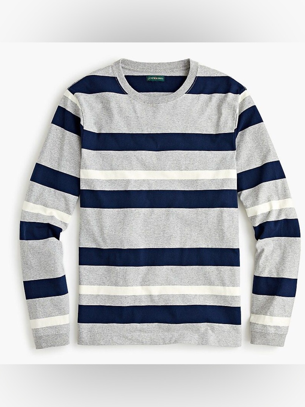 J. Crew Crewneck Sweater in Navy, Gray & White Stripes